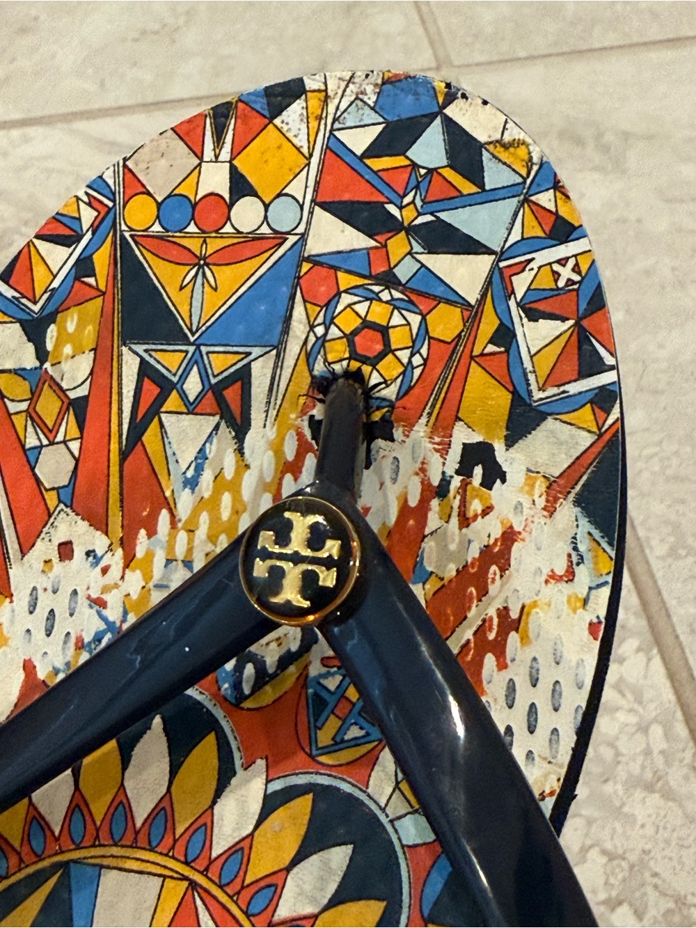 Tory Burch Psychedelic Geo Enamel Logo PVC/EVA Sole Flip Flop Sandal Size 8 - Picture 9 of 10